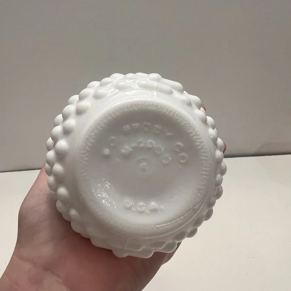 E.O. Brody Co. White Milk Glass Hobnail Bud Vase